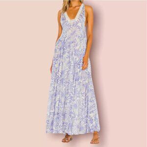 Intimately Free People Crochet Lace Maxi Dress Cornflower Combo Sky Blue size XS